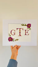 Custom Paper Press- Floral 3 Initial Monogram-Centered Last Initial- Floral Corners - 11" x 14"