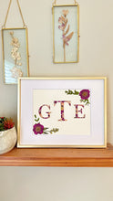 Custom Paper Press- Floral 3 Initial Monogram-Centered Last Initial- Floral Corners - 11" x 14"