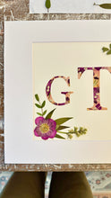 Custom Paper Press- Floral 3 Initial Monogram-Centered Last Initial- Floral Corners - 11" x 14"