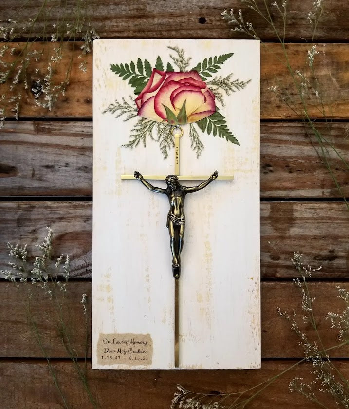 Personal Crucifix with Mini Flower Arrangement- 7