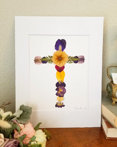 Custom Paper Press- Floral Cross- Choose size