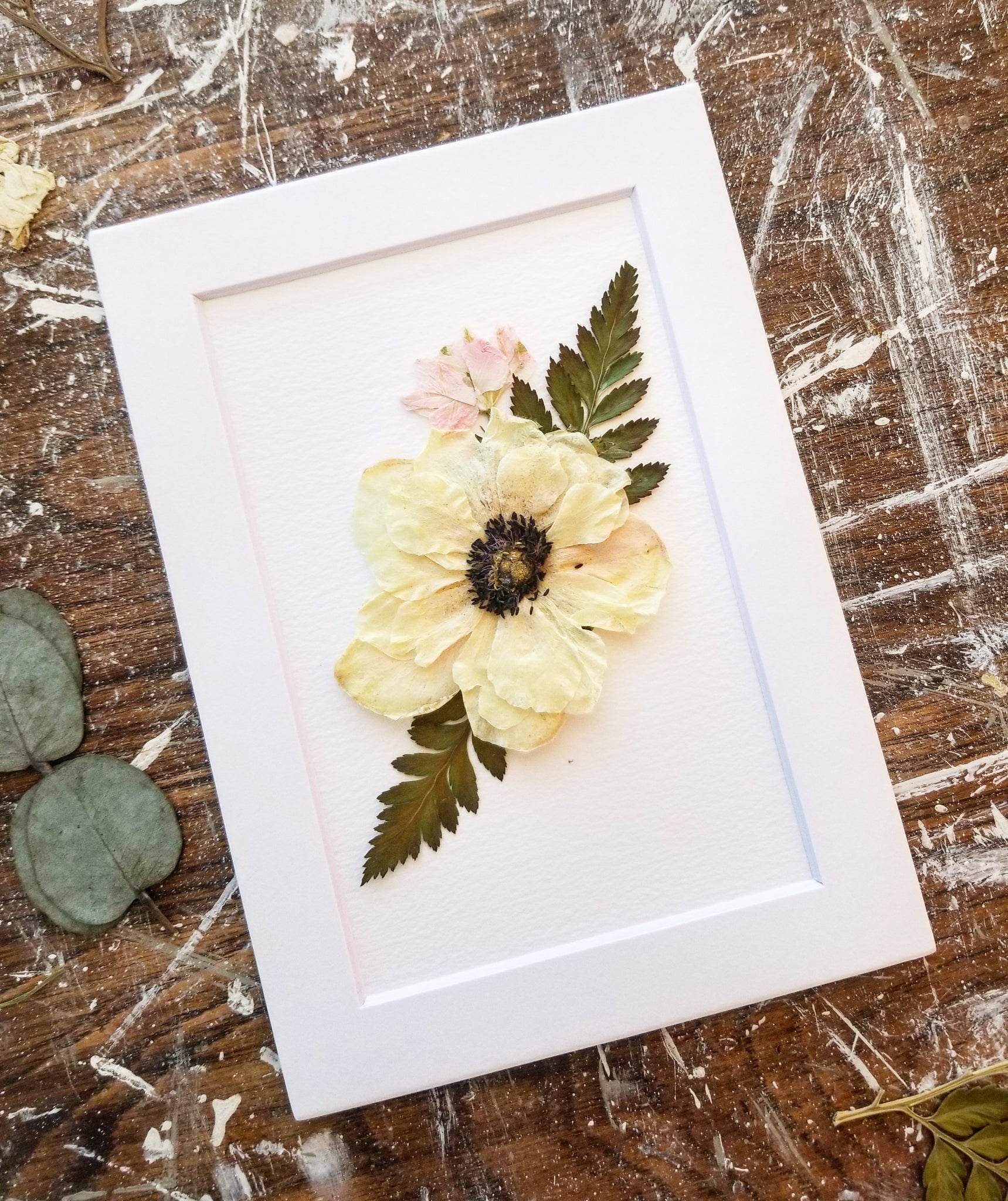 Custom Paper Press- Open- Face Flower with Greenery- Choose size – Petal  Press Decor
