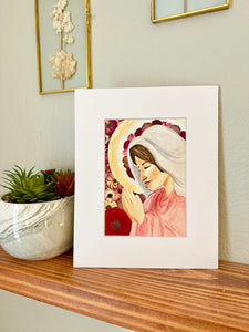 Mother Mary Floral Print- Choose Size